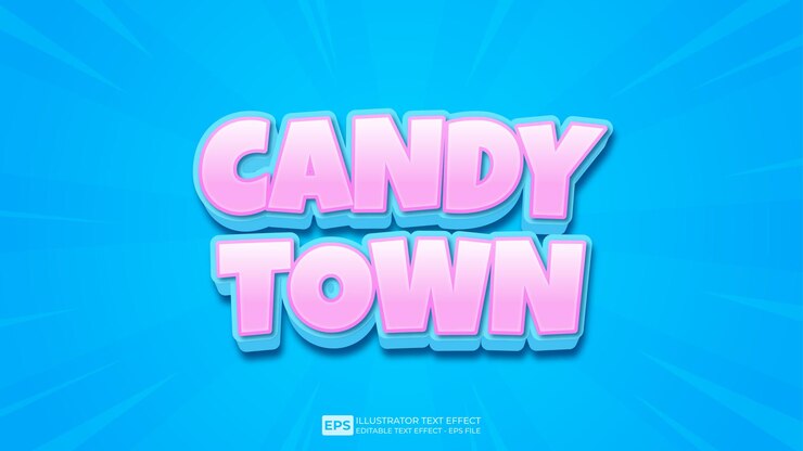 Vector vector vector vector texto 3d efecto de texto editable candy town