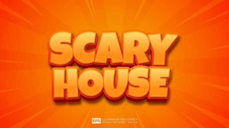 Vector vector vector vector texto 3d efecto de texto editable casa de miedo