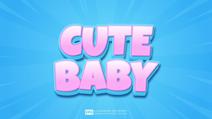Vector vector vector vector texto 3d efecto de texto editable lindo bebé