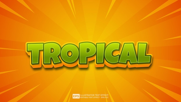 Vector vector vector texto 3d efecto de texto editable tropical