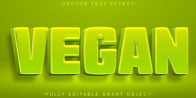 Vector vegetariano natural totalmente editable efecto de texto de objeto inteligente