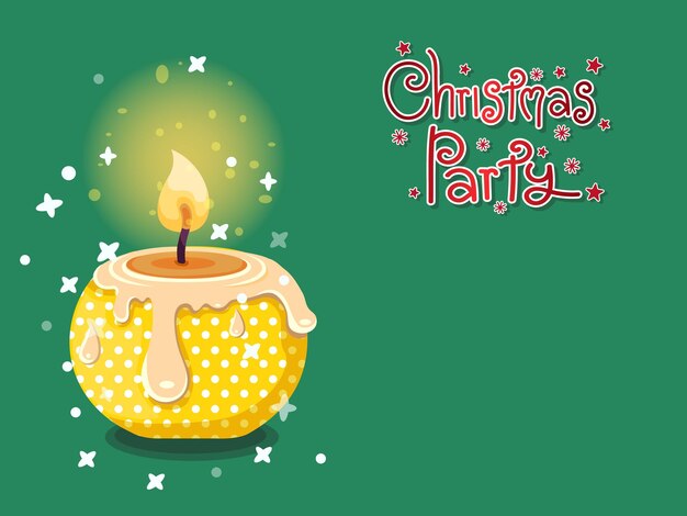Vector de vela ardiente de Navidad con efectos de texto de fiesta de Navidad Símbolo de feliz año nuevo celebración de Navidad invierno Vector tarjeta diseño plano