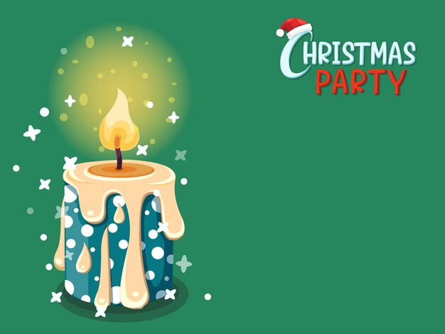 Vector de vela ardiente de navidad con efectos de texto de fiesta de navidad símbolo de feliz año nuevo celebración de navidad invierno vector tarjeta diseño plano