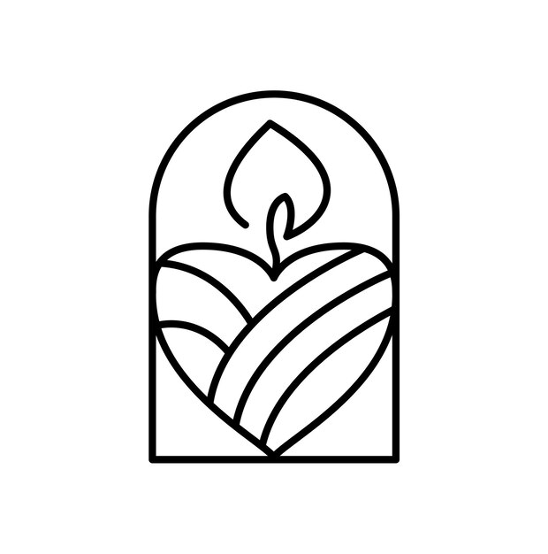 Vector de vela línea de corazón arte logotipo amor diseño de valentín elegante icono de spa calmante
