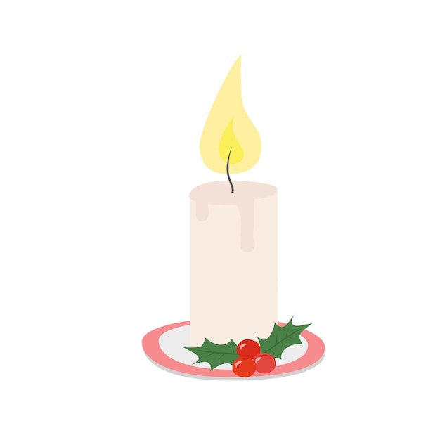 Vector de vela de Navidad Feliz Navidad y feliz año nuevo clip art Vector plano en estilo de dibujos animados