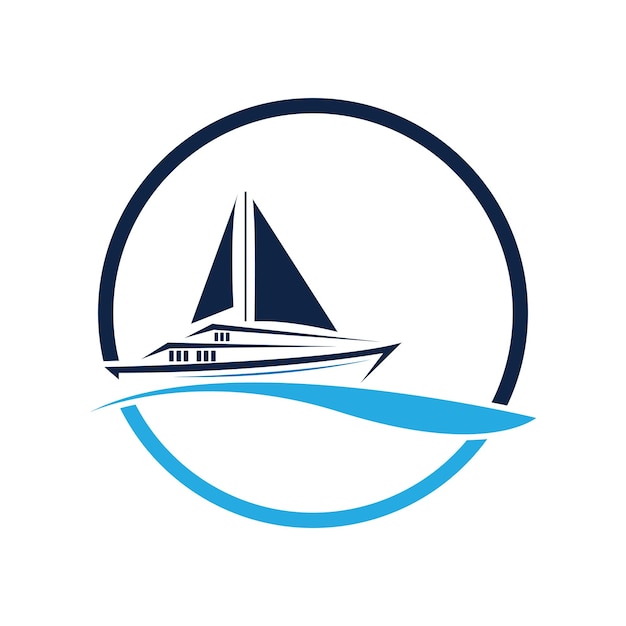 Vector, velero, yate, logotipo, vector, ilustración, aislado, blanco, yate, club, logotipo