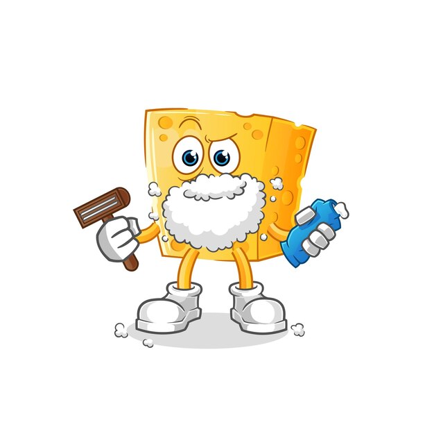 Vector de vello facial de afeitado de queso. personaje animado