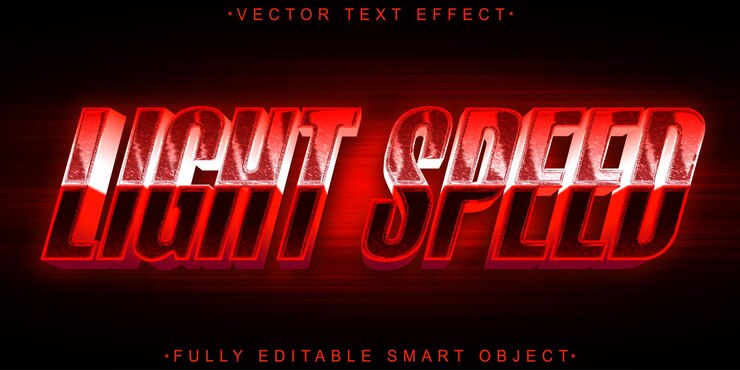 Vector vector de velocidad de la luz roja efecto de texto de objeto inteligente totalmente editable