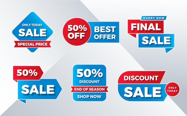 Vector venta etiquetas colección oferta especial gran venta descuento mejor precio mega venta conjunto de pancartas