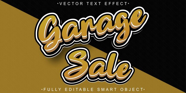 Vector de venta de garaje Efecto de texto de objeto inteligente totalmente editable