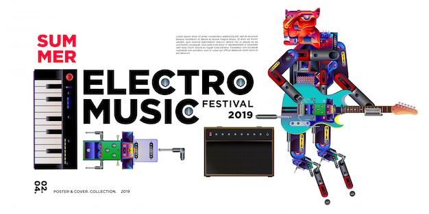 Vector verano electro música festival banner diseño plantilla