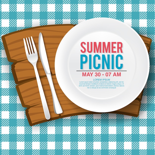 Vector verano picnic diseño