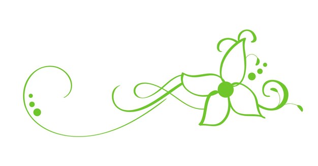 Vector verde dibujado a mano separador caligráfico primavera florecer elemento de diseño estilo de luz floral