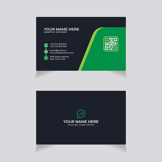 Vector verde negro sencillo minimalista moderno modelo de tarjeta de visita profesional