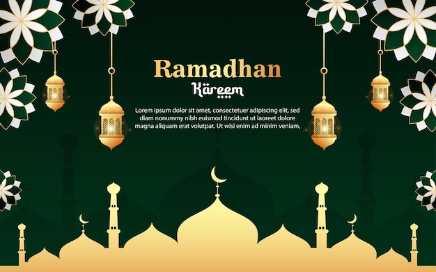 Vector verde ramadan kareem fondo