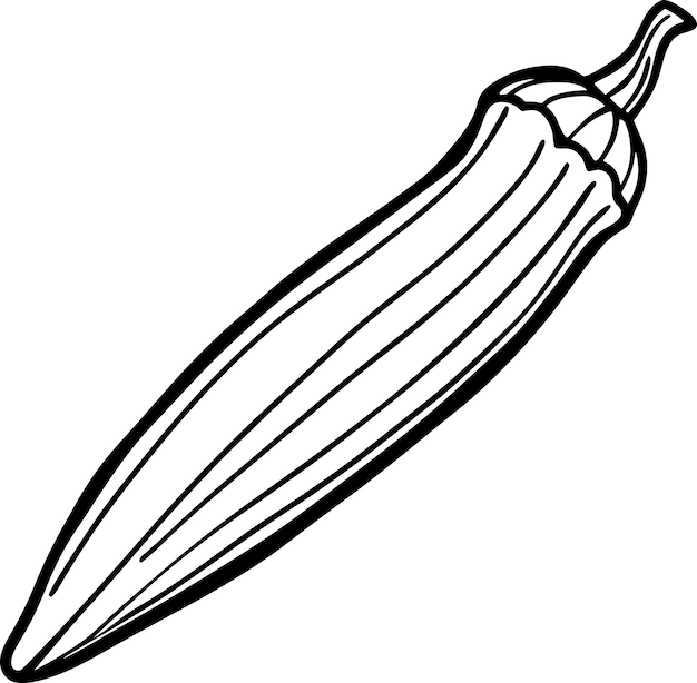 Vector de verduras de okra para páginas para colorear para niños