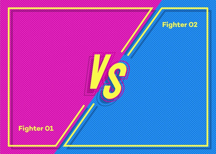 Vector vector versus banner con el signo vs para el juego de partido para el deporte de batalla anuncio de concurso de competición de dos luchadores concepto vs moderno vector 10 eps
