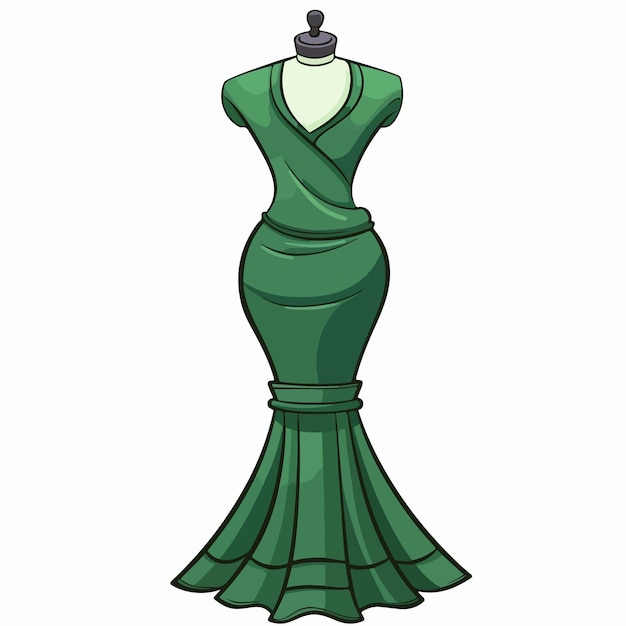 Vector vector de vestido largo de seda verde