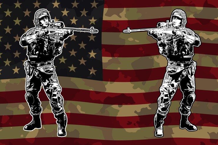 Vector de veteranos en blanco y negro de EE. UU.