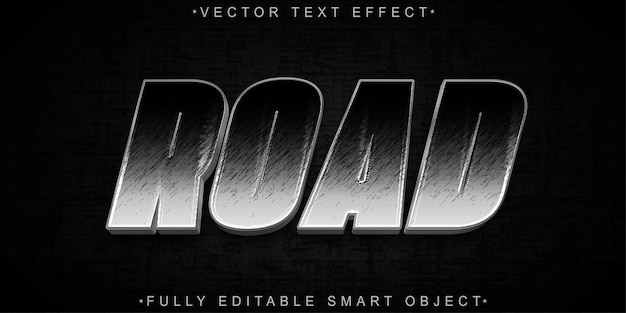 Vector de viaje por carretera Efecto de texto de objeto inteligente totalmente editable