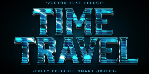 Vector de viaje en el tiempo azul Efecto de texto de objeto inteligente totalmente editable
