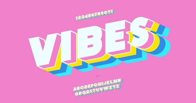 Vector vibes font 3d negrita estilo colorido