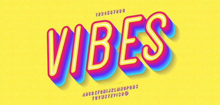 Vector vector vibes font 3d negrita estilo colorido