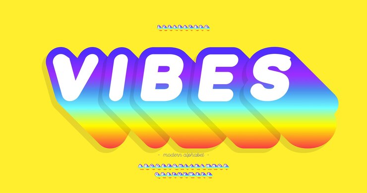 Vector vector vibes font tipografía de moda de estilo 3d