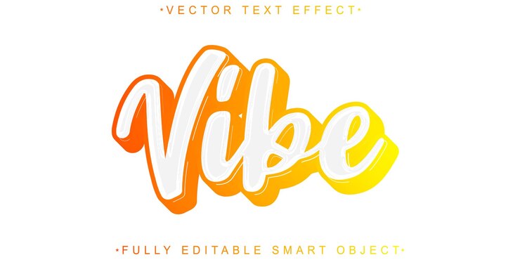 Vector vector de vibraciones efecto de texto de objeto inteligente totalmente editable