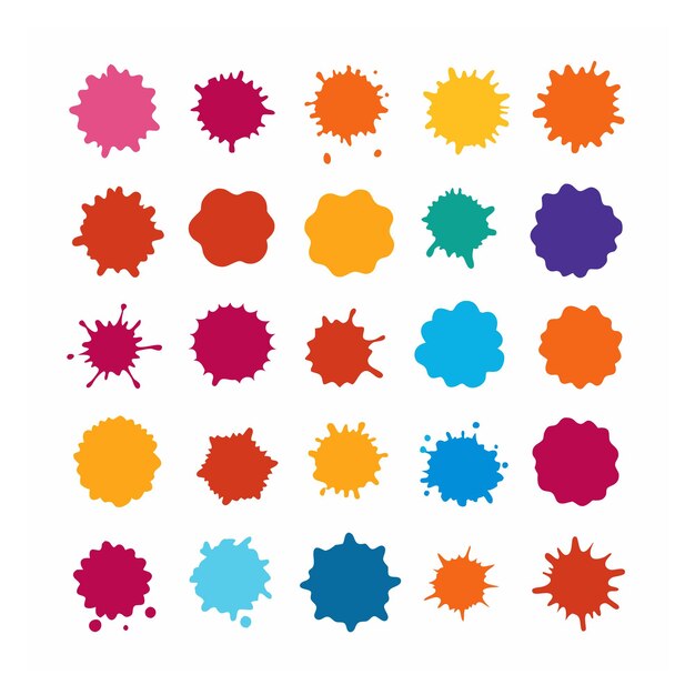 Vector Vibrant Watercolor Splatter Stain Set para diseños creativos