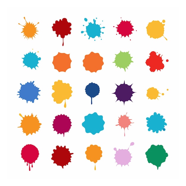 Vector Vibrant Watercolor Splatter Stain Set para diseños creativos