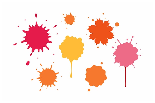 Vector Vibrant Watercolor Splatter Stain Set para diseños creativos