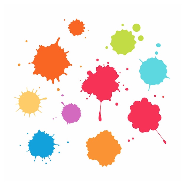 Vector Vibrant Watercolor Splatter Stain Set para diseños creativos