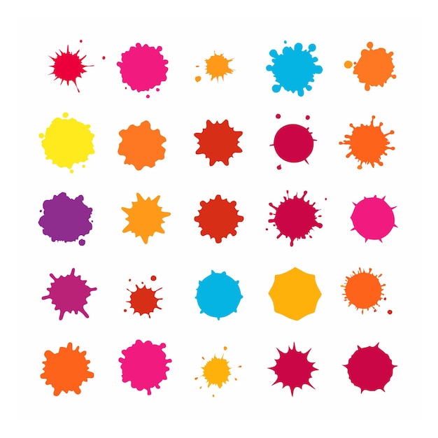 Vector Vibrant Watercolor Splatter Stain Set para diseños creativos