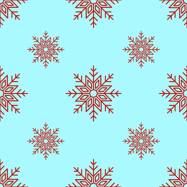 Vector vibrante patrón transparente de copos de nieve rojos sobre fondo azul claro Perfecto para fondos de pantalla textiles sitios web envolviendo postal Concepto de Navidad y año nuevo de invierno