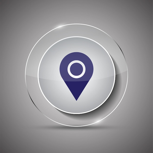 vector, vidrioso, icono, ubicación, botón, diseño