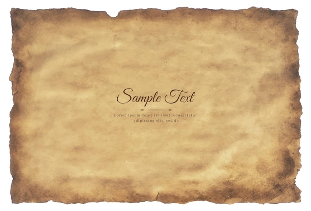 Vector vieja hoja de papel pergamino vintage envejecido o textura aislada sobre fondo blanco