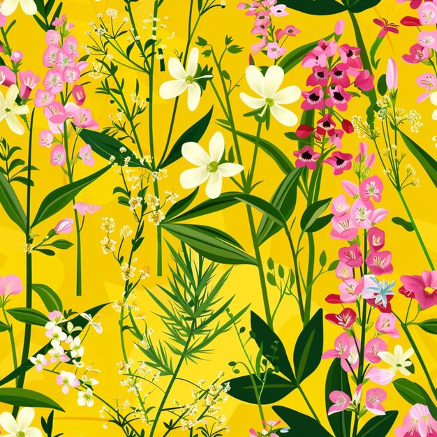 Vector Vinas con flores patrón sin costuras