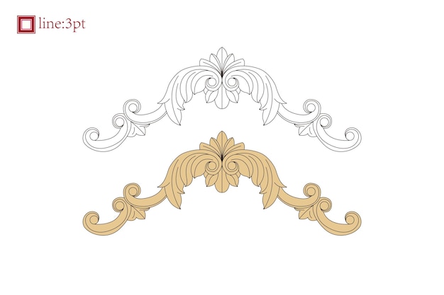 Vector vintage espiral vid floral elemento decorativo ornamento barroco
