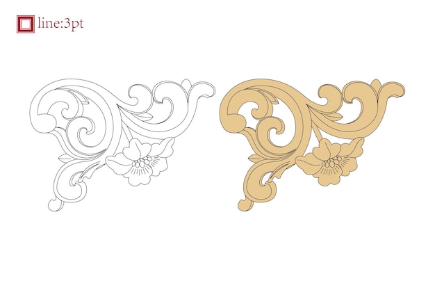 Vector vintage espiral vid floral elemento decorativo ornamento barroco