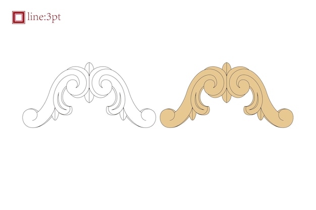 Vector vintage espiral vid floral elemento decorativo ornamento barroco