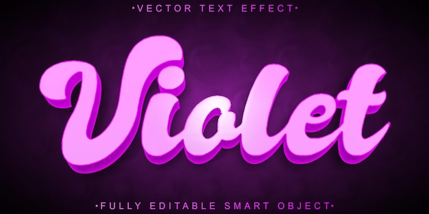 Vector violeta elegante violeta totalmente editable efecto de texto de objeto inteligente