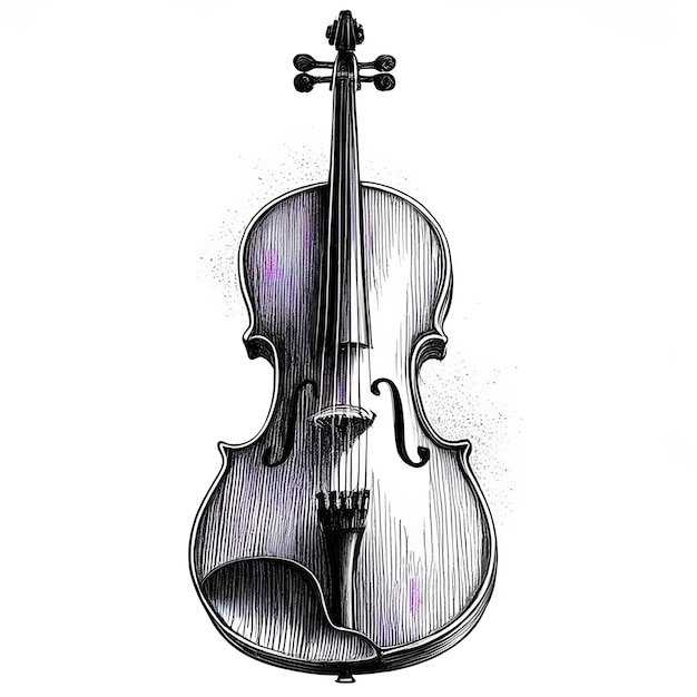 Vector de violonchelo dibujo de boceto monocromático estilo de grabado monocromo en blanco y negro