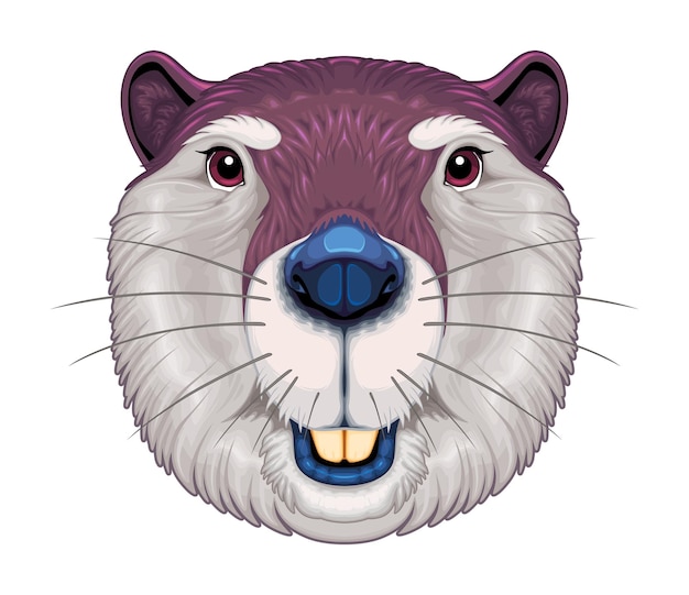 Vector de vista frontal del castor animal aislado