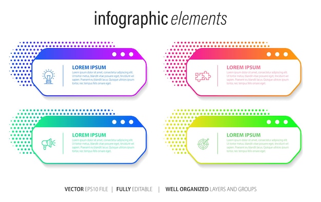 Vector de visualización de datos de elementos de infografía