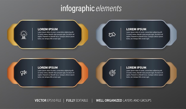 Vector de visualización de datos de elementos de infografía