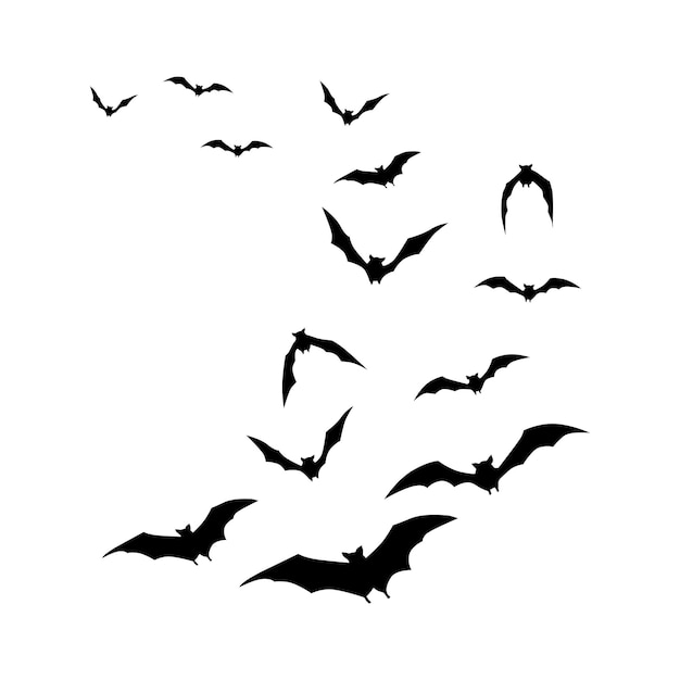 Vector vector volando el murciélago de halloween silueta negra