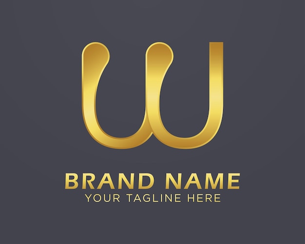 Vector W letra oro logotipo de lujo