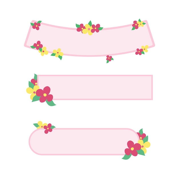 Vector web banners borde marco cta botón con flores amarillas rosas rojas