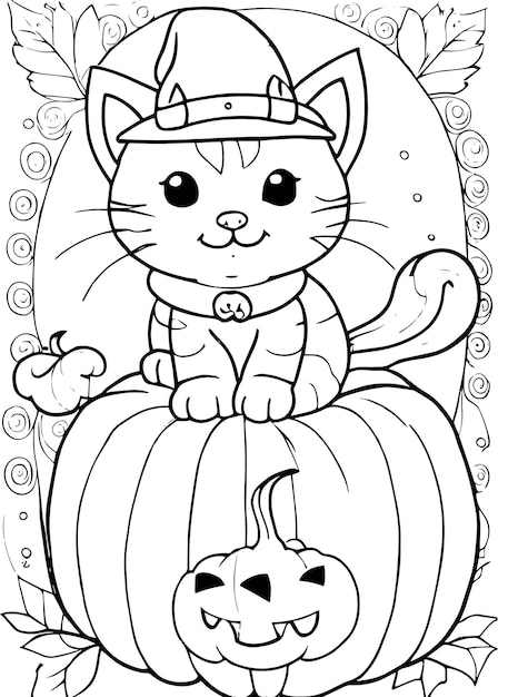 Vector vector witchery adorable gatito disfrazado de halloween